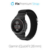 Cinturino Alpine Loop per Garmin QuickFit 26mm, Black, FixPremium