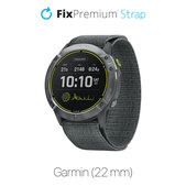 Cinturino in nylon per Garmin 22mm, Grey, FixPremium