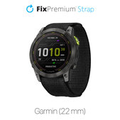 Cinturino in nylon per Garmin 22mm, Black, FixPremium