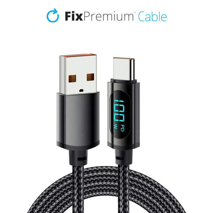 Cavo da USB-C a USB con funzione Power Delivery 1m, Black, FixPremium