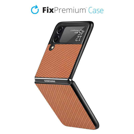 Custodia Carbon per Samsung Z Flip 3, Brown, FixPremium
