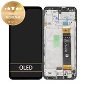 Schermo per Samsung A23 4G A235F, Black, Vetro touch con cornice, GH82-28563A, GH82-28657A, Genuine Service Pack