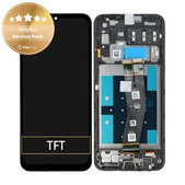 Schermo per Samsung A14 A145R, Black, Vetro touch con cornice, GH81-23541A, GH81-23540A, Genuine Service Pack
