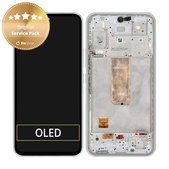 Schermo per Samsung A54 5G A546B, White, Vetro touch con cornice, GH82-31231B, GH82-31232B, Genuine Service Pack