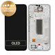 Schermo per Samsung A34 5G A346B, Silver, Vetro touch con cornice, GH82-31200B, GH82-31201B, Genuine Service Pack
