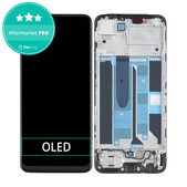 Schermo OLED per Realme 8 RMX3085, Cyber Black, Vetro touch con cornice