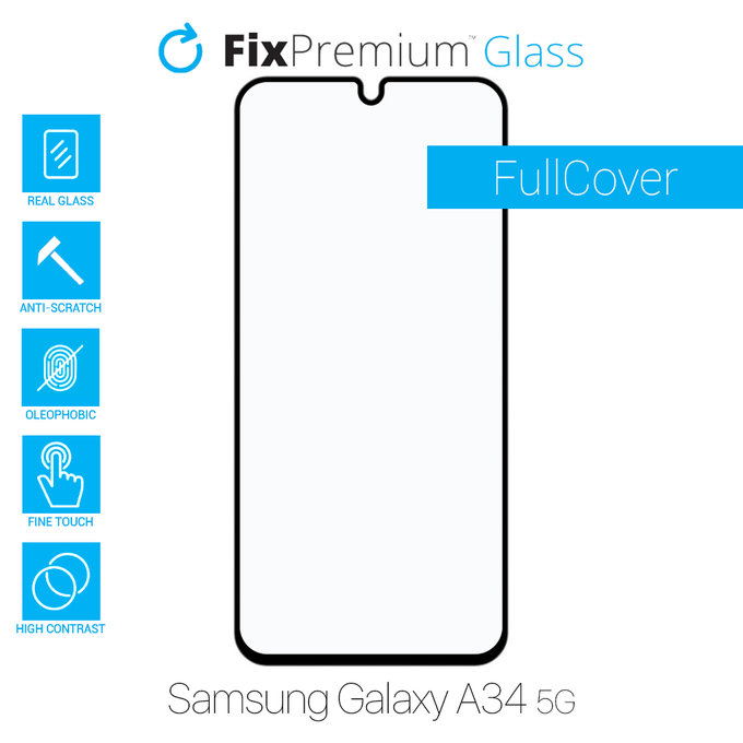 Vetro temperato FullCase per Samsung A34 5G, FixPremium