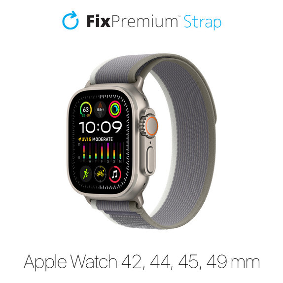 Cinturino Trail Loop per Apple Watch 42, 44, 45 e 49mm, Gray, FixPremium