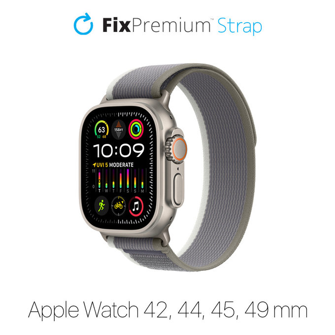 Cinturino Trail Loop per Apple Watch 42, 44, 45 e 49mm, Gray, FixPremium