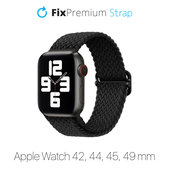 Cinturino Solo Loop per Apple Watch 42, 44, 45 e 49mm, Black, FixPremium