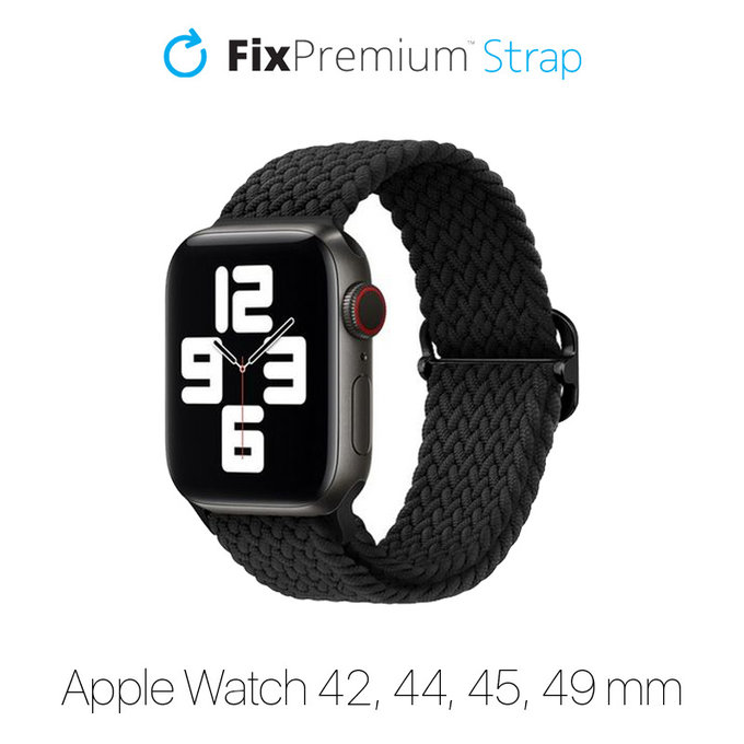 Cinturino Solo Loop per Apple Watch 42, 44, 45 e 49mm, Black, FixPremium