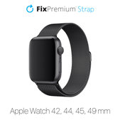 Cinturino Milanese Loop per Apple Watch 42, 44, 45 e 49mm, Black, FixPremium