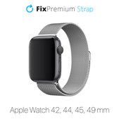 Cinturino Milanese Loop per Apple Watch 42, 44, 45 e 49mm, Silver, FixPremium