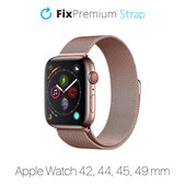 Cinturino Milanese Loop per Apple Watch 42, 44, 45 e 49mm, Rose Gold, FixPremium