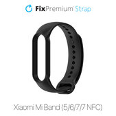 Cinturino in silicone per Xiaomi Mi Band 5, 6, 7, 7 NFC, Black, FixPremium