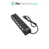Hub USB con interruttore di alimentazione per 7 USB, Black, FixPremium