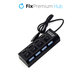 Hub USB con interruttore di alimentazione per 4 USB, Black, FixPremium