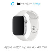 Cinturino in silicone per Apple Watch 42, 44, 45 e 49mm, White, FixPremium