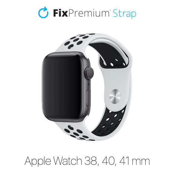 Cinturino sportivo in silicone per Apple Watch 38, 40 e 41mm, White, FixPremium
