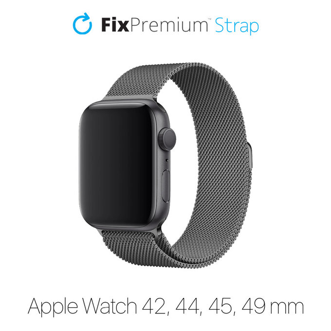 Cinturino Milanese Loop per Apple Watch 42, 44, 45 e 49mm, Graphite, FixPremium