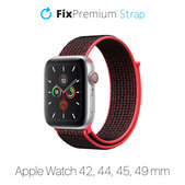 Cinturino in nylon per Apple Watch 42, 44, 45 e 49mm, Red, FixPremium