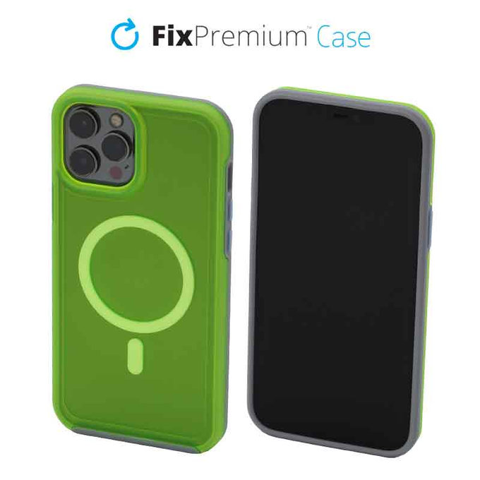 Custodia Clear con MagSafe per iPhone 12 Pro Max, Neon Green, FixPremium