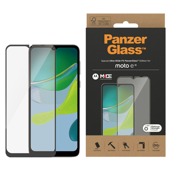 Vetro temperato UWF per Motorola Moto E13, Nero, PanzerGlass