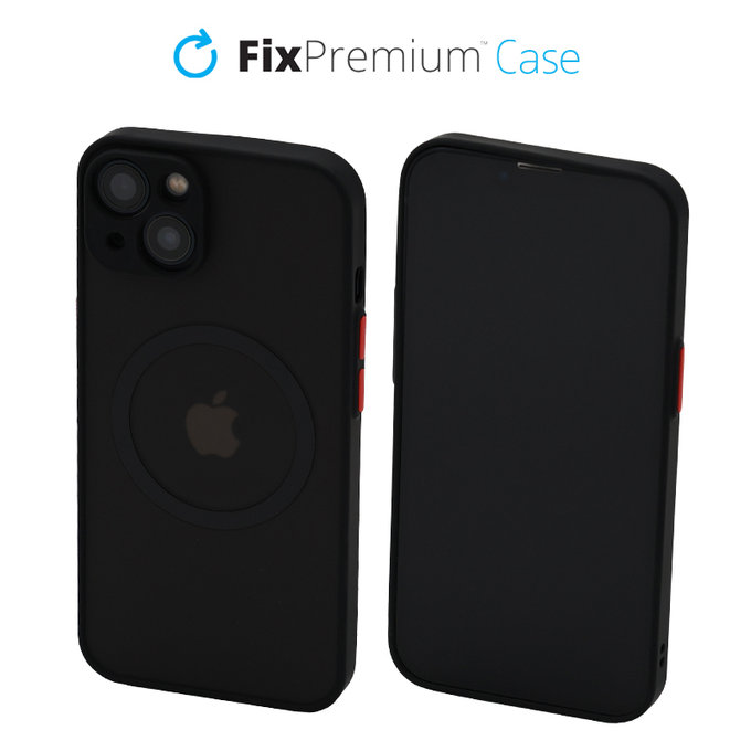 Custodia Matte con MagSafe per iPhone 13, 14, Black, FixPremium