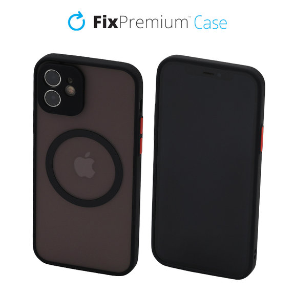 Custodia Matte con MagSafe per iPhone 12, Black, FixPremium