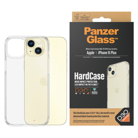 Custodia HardCase D3O per iPhone 15 Plus, Trasparente, PanzerGlass