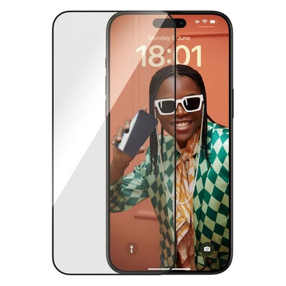 Vetro temperato Re:fresh UWF con aplicator per iPhone 15 Pro Max, Black, PanzerGlass