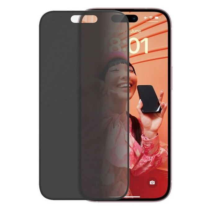 Vetro temperato UWF Privacy con aplicator per iPhone 15, Black, PanzerGlass