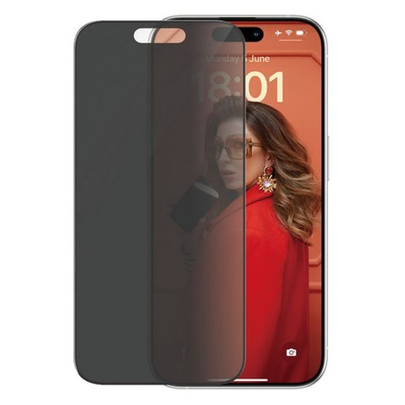 Vetro temperato UWF Privacy con aplicator per iPhone 15 Pro, Black, PanzerGlass