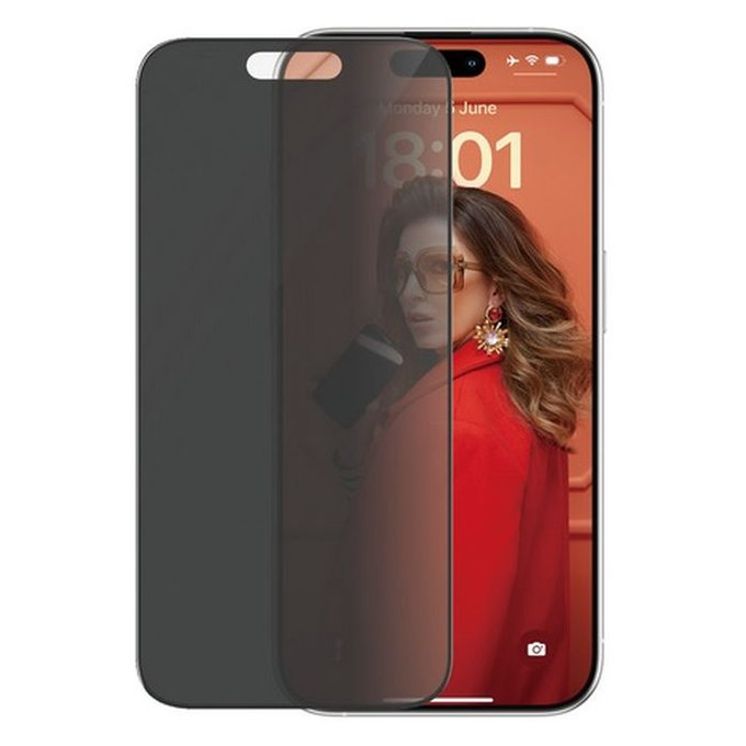 Vetro temperato UWF Privacy con aplicator per iPhone 15 Pro, Black, PanzerGlass
