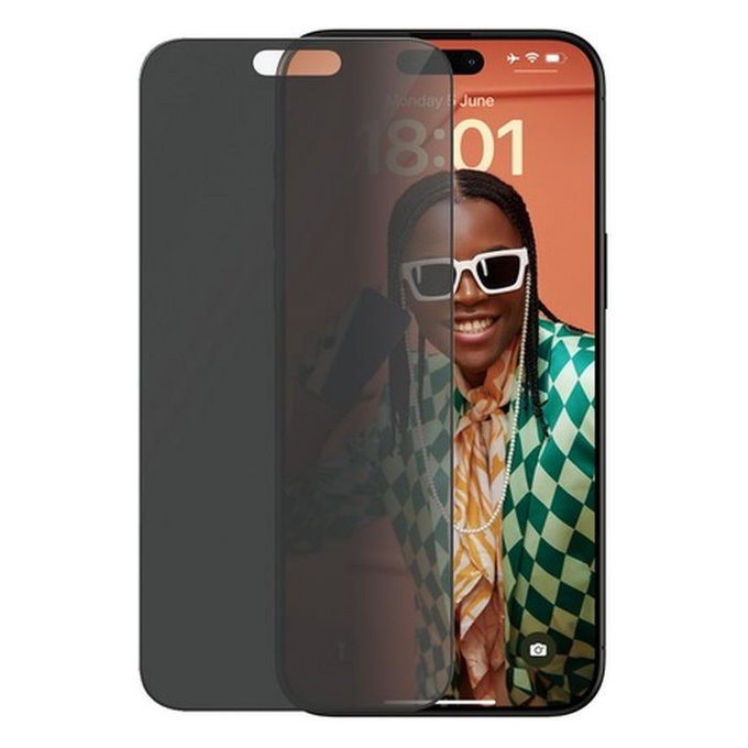 Vetro temperato UWF Privacy con aplicator per iPhone 15 Pro Max, Black, PanzerGlass