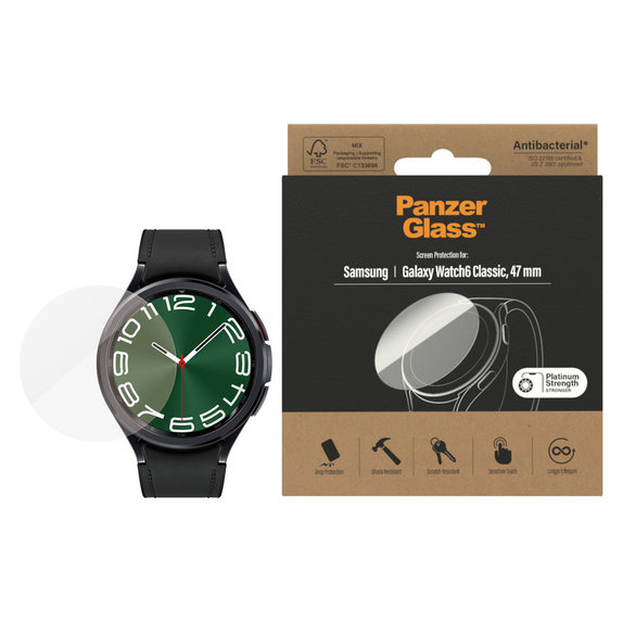 Vetro temperato Flat Glass AB per Samsung Galaxy Watch6 47 mm, Trasparente, PanzerGlass