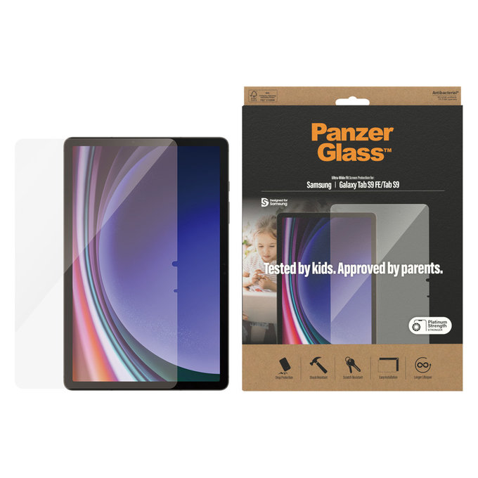 Vetro temperato UWF AB per Samsung Galaxy Tab S9/S9 FE, Trasparente, PanzerGlass