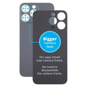 Vetro scocca posteriore con fGold fotocamera più grande per iPhone 15 Pro Max, Black Titanium