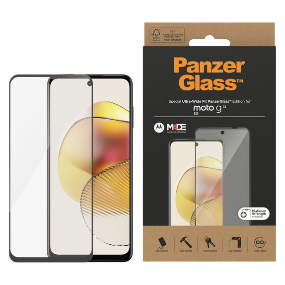 Vetro temperato UWF per Motorola Moto G73 5G, Nero, PanzerGlass
