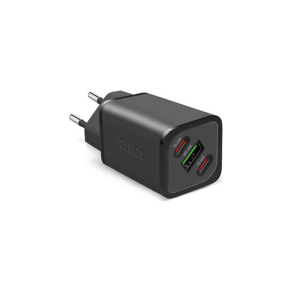 Adattatore da viaggio NanoTube 2x USB-C/USB-A, GaN, 65 W PD, nero, SBS