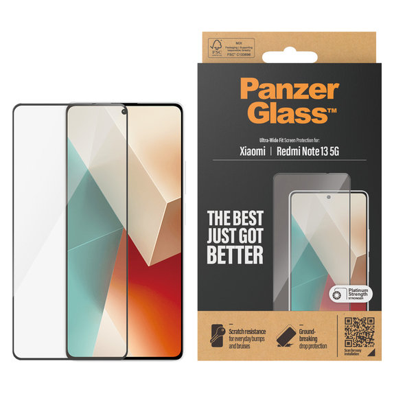 Vetro temperato UWF per Xiaomi Redmi Note 13, Nero, PanzerGlass