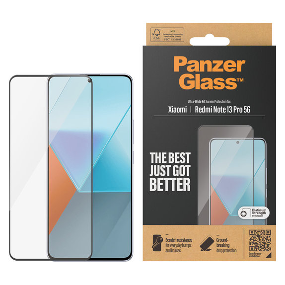 Vetro temperato UWF per Xiaomi Redmi Note 13 Pro 5G, Nero, PanzerGlass