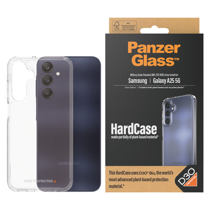 Custodia HardCase D3O per Samsung Galaxy A25 5G, Trasparente, PanzerGlass