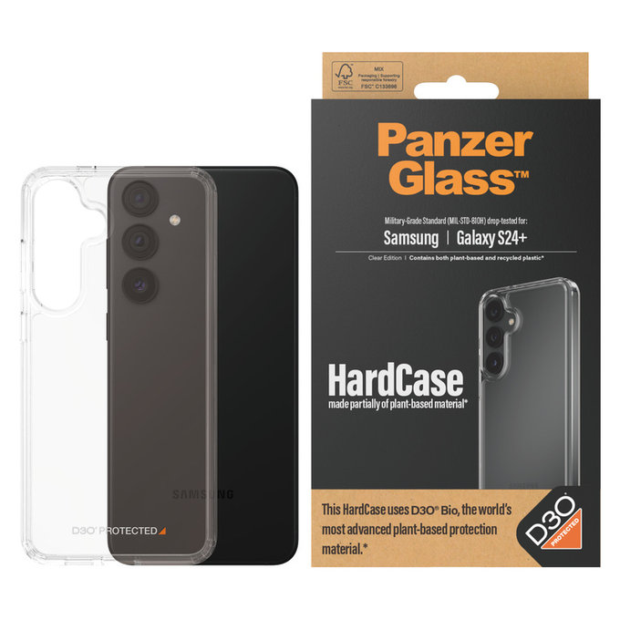 Custodia HardCase D3O per Samsung Galaxy S24+, Trasparente, PanzerGlass