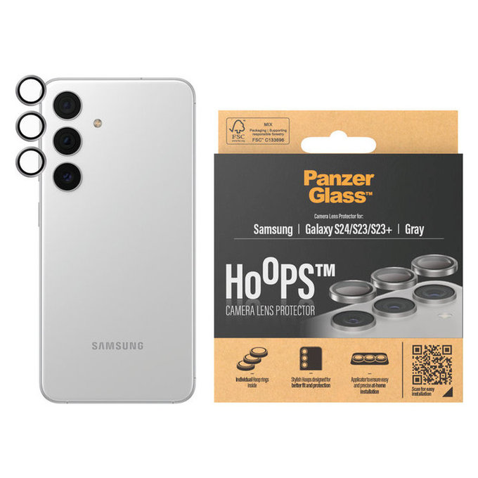 Protezione obiettivo fotocamera Hoops per Samsung Galaxy S24/S23/S23+, Grigio, PanzerGlass