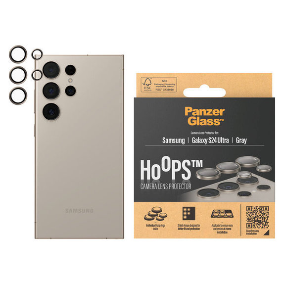 Protezione obiettivo fotocamera Hoops per Samsung Galaxy S24 Ultra, Grigio, PanzerGlass