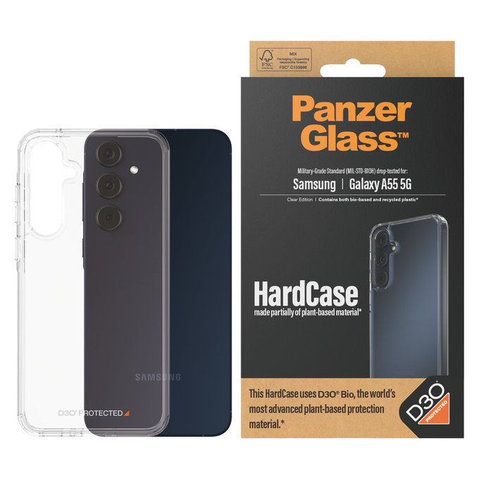 Custodia HardCase D3O per Samsung Galaxy A55 5G, Trasparente, PanzerGlass