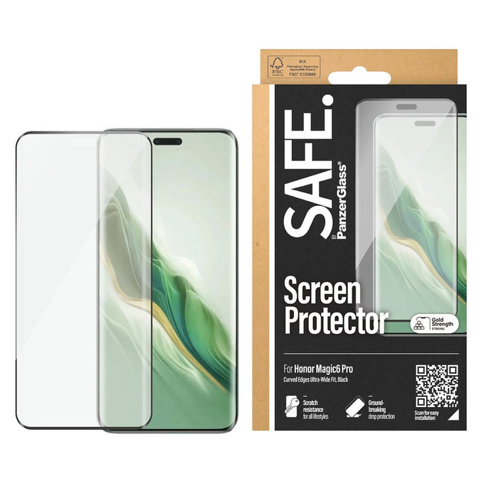 Vetro temperato UWF per Honor Magic6 Pro, Nero, SAFE by PanzerGlass