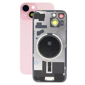 Vetro scocca posteriore con lente fotocamera, piastra metallica e magneti MagSafe per iPhone 15, Pink