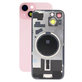 Vetro scocca posteriore con lente fotocamera, piastra metallica e magneti MagSafe per iPhone 15, Pink